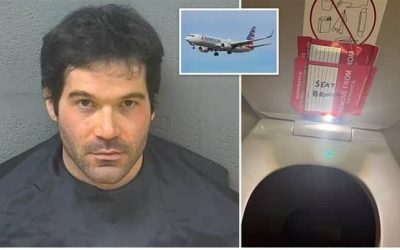 Male flight attendant accused of secretly recording 9-year-old girl in bathroom of American Airlines flight (Photos)